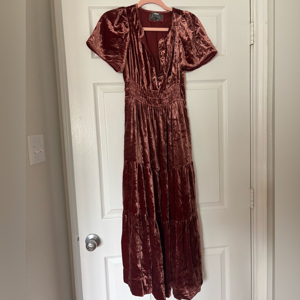 Anthropologie Somerset Velvet Maxi Dress
